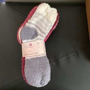 SECRET TREASURES LADIES WOMENS MID CREW COZY SOFT SOCKS 6 PACK SIZE 4-10 STRIPED